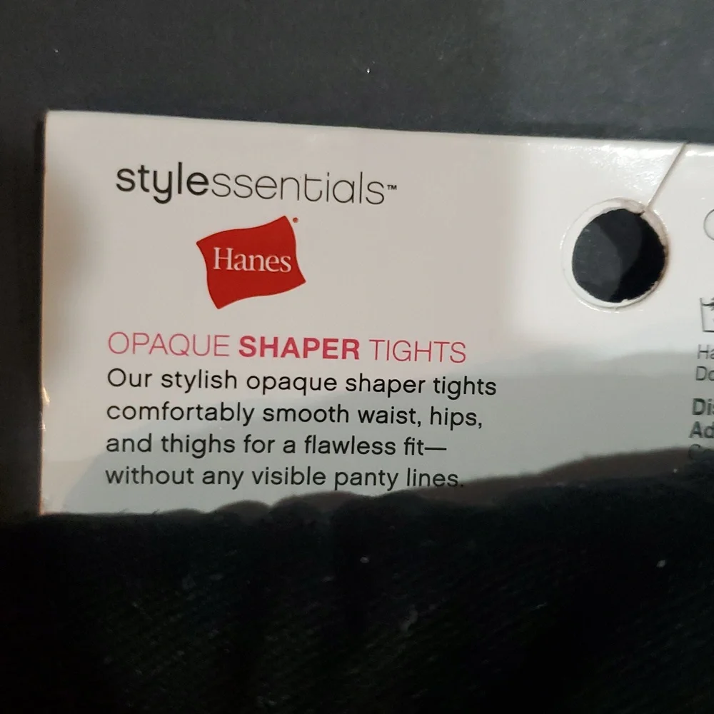 2pairs Hanes black opaque control top‎ shaper tights new size S/M